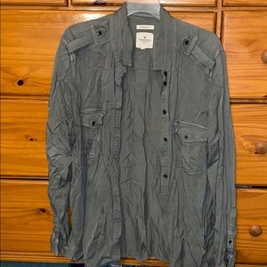 Army green button down flannel
